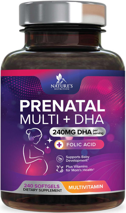 Prenatal Vitamins for Women with Folic Acid + Omega 3 DHA for Fetal Brain