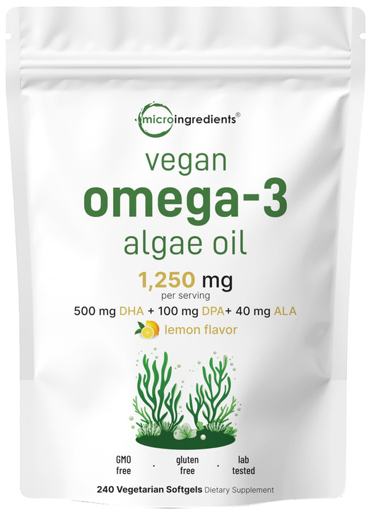 Micro Ingredients Vegan Omega 3 Algae Oil, 240 Veggie Softgels