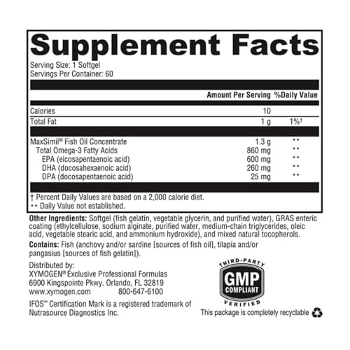 XYMOGEN Omega MonoPure 1300 EC - Fish Oil with 3X Greater Absorption