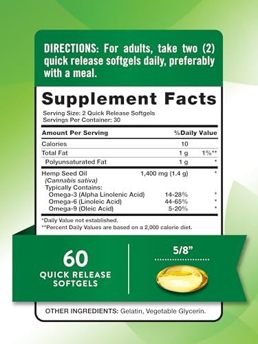 Nature's Truth Hemp Oil Softgels - 1400mg - 60 Count
