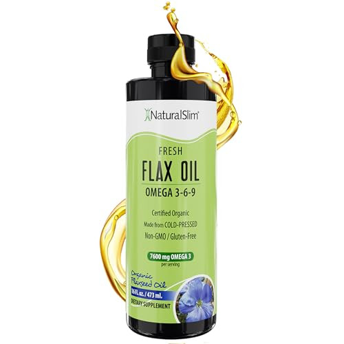 NaturalSlim Flaxseed Oil Liquid Fresh Taste Flax Oil Organic Cold Pressed & High