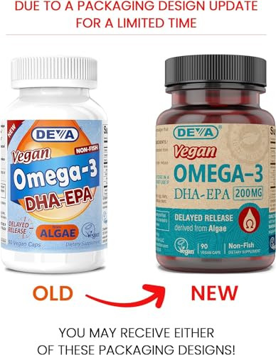 DEVA Vegan Omega-3 DHA-EPA, from Micro Algae, Delayed Release, 90 Vegan Capsules