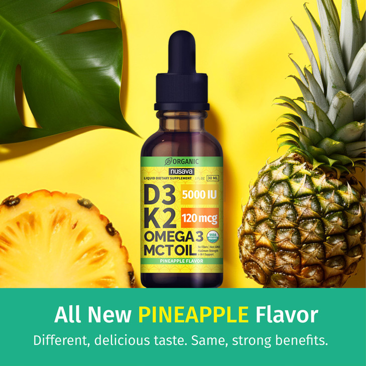 (2 Pack) Organic Vitamin D3 K2 Drops with MCT Oil Omega 3, Maximum Strength