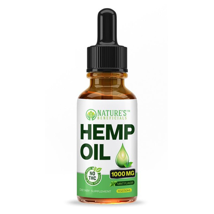 NATURE'S BENEFICIALS Organic Hemp Oil Extract Drops, 1000mg