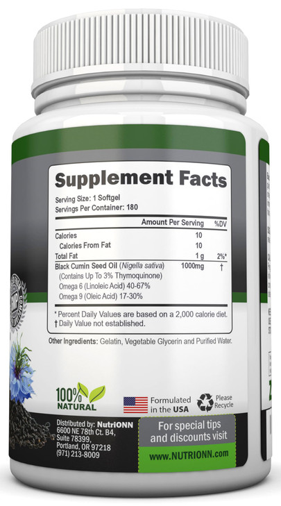 Black Seed Oil - 1000 Mg - 180 Softgels