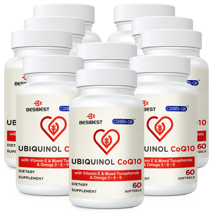 Ubiquinol CoQ10-600mg-Softgel, Active Coq10 Ubiquinol Supplement with Vitamin E