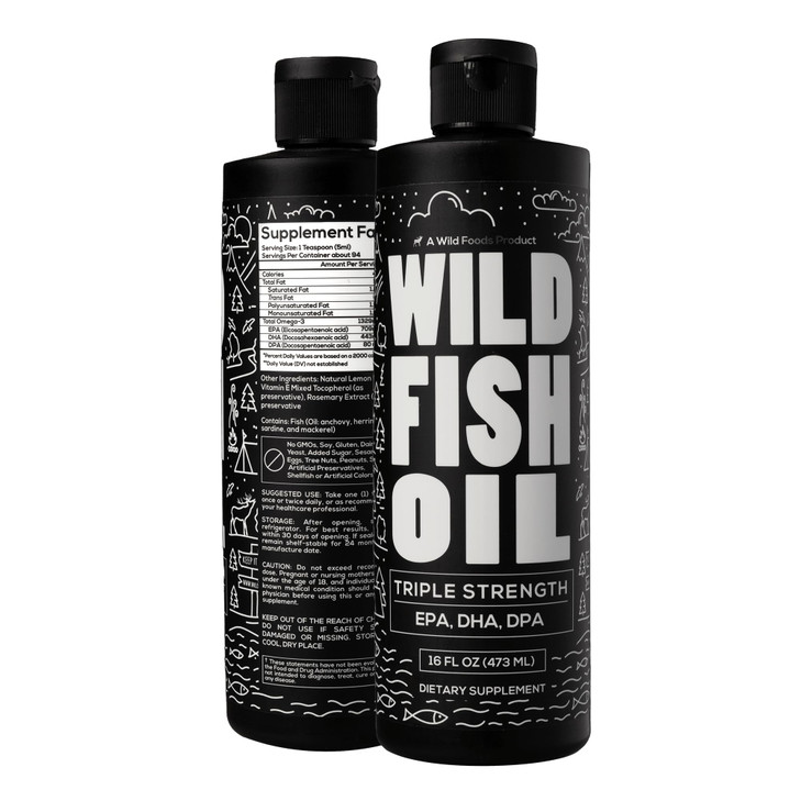 Wild Foods Liquid Omega 3 Fish Oil Supplement, Lemon, 16 oz (2 pk)