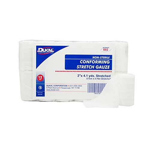 Dukal Conforming Stretch Gauze Bandage, 2 in X 4.1 Yards., Non-Sterile, 12 Rolls