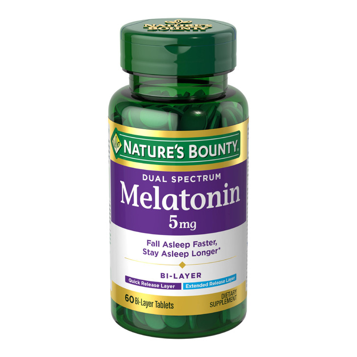 Natures Bounty Melatonin 5mg Dual Spectrum, 100% Drug Free Sleep Supplement