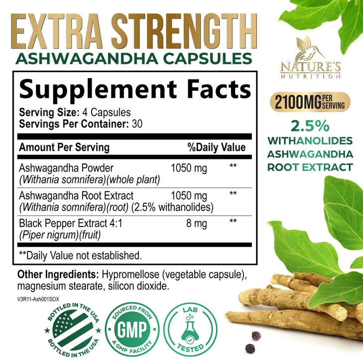 Ashwagandha Supplements - 2100mg Ashwagandha Capsule for Women