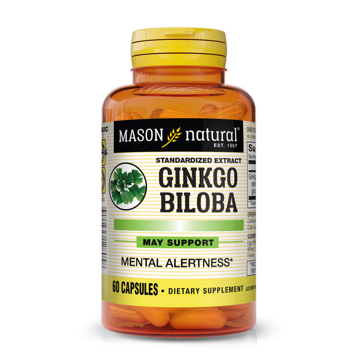 MASON NATURAL Ginkgo Biloba, Supports Brain Function & Mental Alertness, Herbal Supplement, 60 Capsules