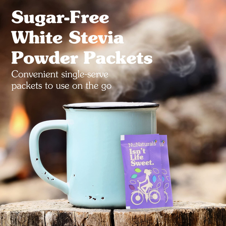 NuNaturals White Stevia Powder Packets, Single-Serve, Zero Calorie Sugar