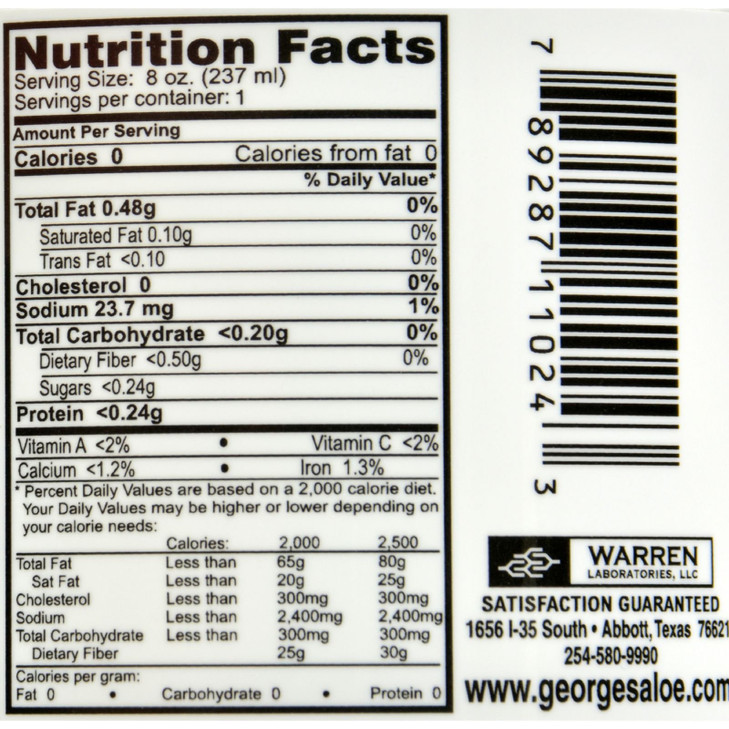 Georges Aloe Vera - 8 fl oz - 100% Aloe Vera - Bitter Free
