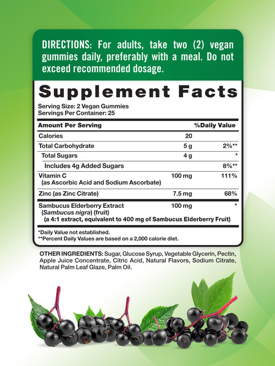 Nature's Truth Black Elderberry Gummies - 50 Vegan Gummies
