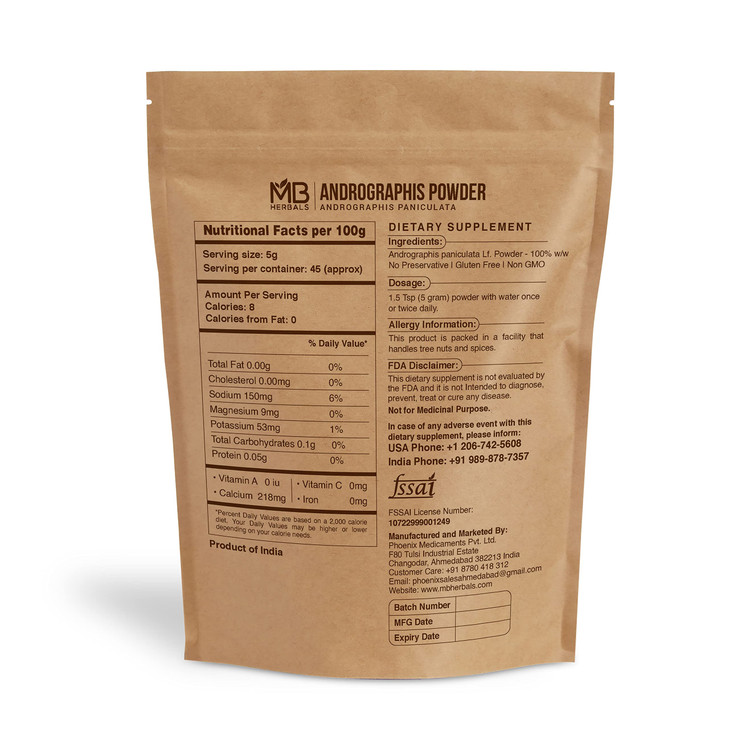 MB Herbals Andrographis Powder 8 oz / 227G (0.5 lb) Kalmegh Green Chiretta