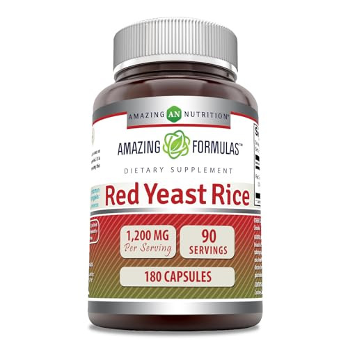 Amazing Formulas Red Yeast Rice 1200mg Per Serving Capsules Supplement