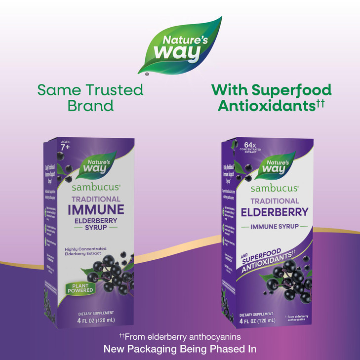 Natures Way Sambucus Elderberry Traditional Immune Syrup, Highly Concentrated
