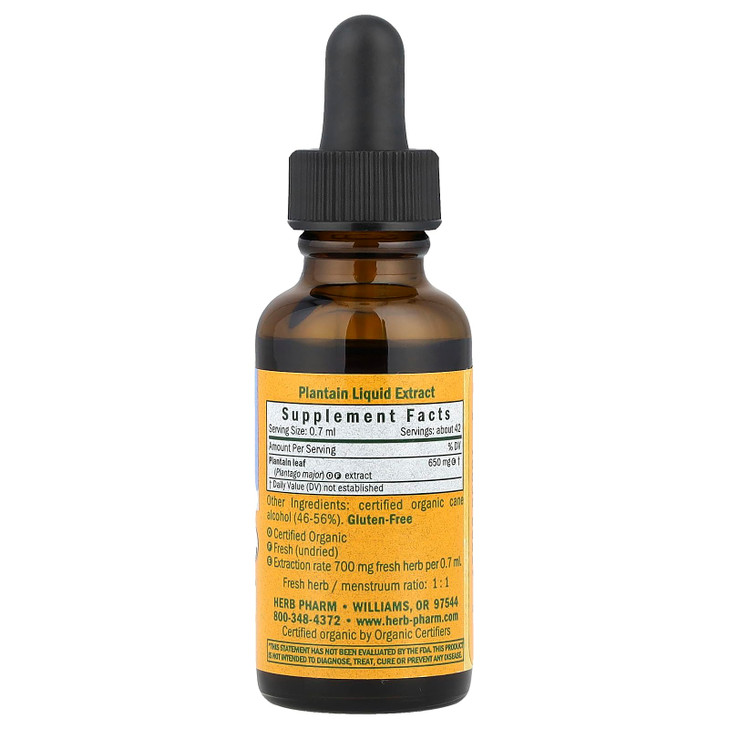 Herb Pharm Certified Organic Plantain Liquid Extract for Cleansing