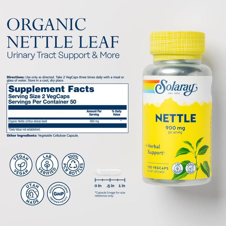 SOLARAY Nettle 900 mg - Organic Nettle Leaf Supplement