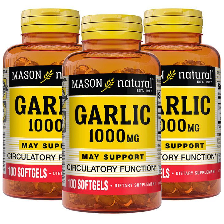 MASON NATURAL Garlic Oil 1000 mg, 300,Day Supply Softgels, Supports Normal