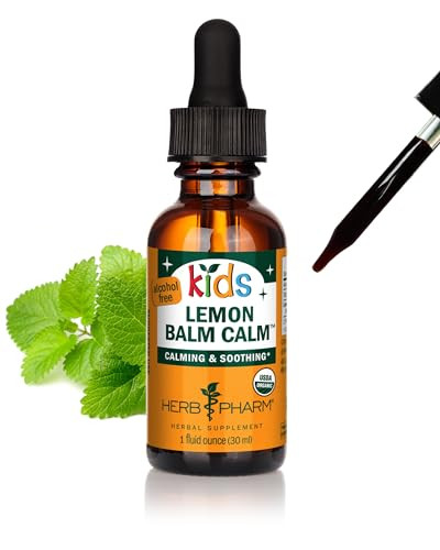 Herb Pharm Kids Certified-Organic Alcohol-Free Lemon Balm Calm Liquid Extract, 1