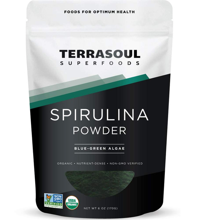 Terrasoul Superfoods Organic Spirulina Powder, 6 Oz, Vegan Protein, Green