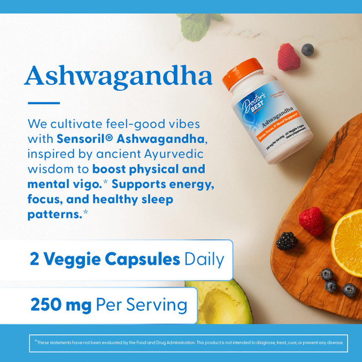 Doctor's Best Ashwagandha with Sensoril, Ayurvedic Herb, Standardized Withania