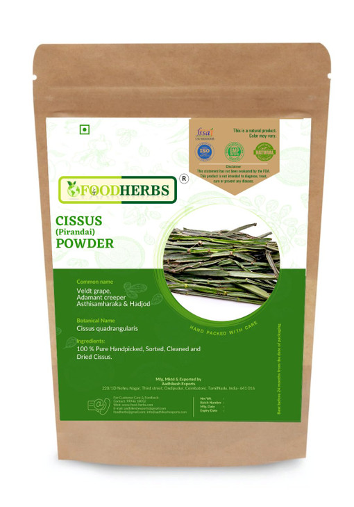 Foodherbs Cissus Quadrangularis Powder - 200 GMS / 0.44 Lbs