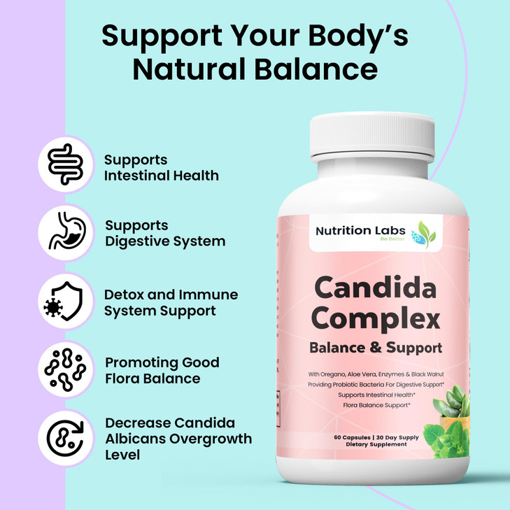 Candida Cleanse Supplement for Balance & Support, Candidase Detox, Women & Men.