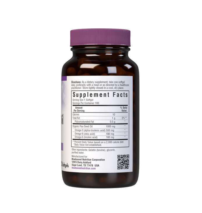 Bluebonnet Flaxseed Oil Softgels, 1000 mg, 100 Count