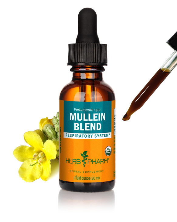Herb Pharm Certified Organic Mullein Blend Liquid Extract for Respiratory System