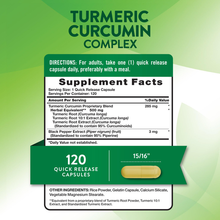Nature's Truth Turmeric Curcumin 500mg - 120 Capsules