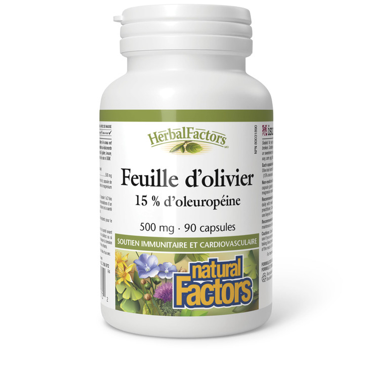 HerbalFactors by Natural Factors, Olive Leaf 500 mg, Natural Wellness Formula