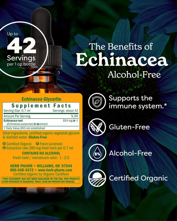 Herb Pharm Organic Echinacea Root Extract, Alcohol-Free: Immune System Support