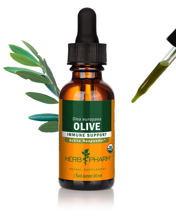 Herb Pharm Certified Organic Olive Leaf Liquid Extract for Immune System Support
