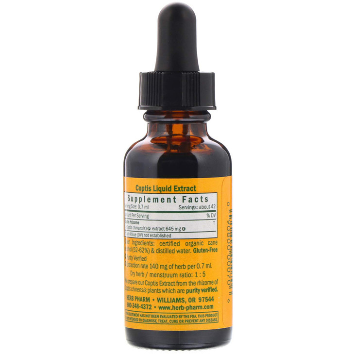 Herb Pharm Coptis Liquid Extract for Digestive Support, 1 Fl oz