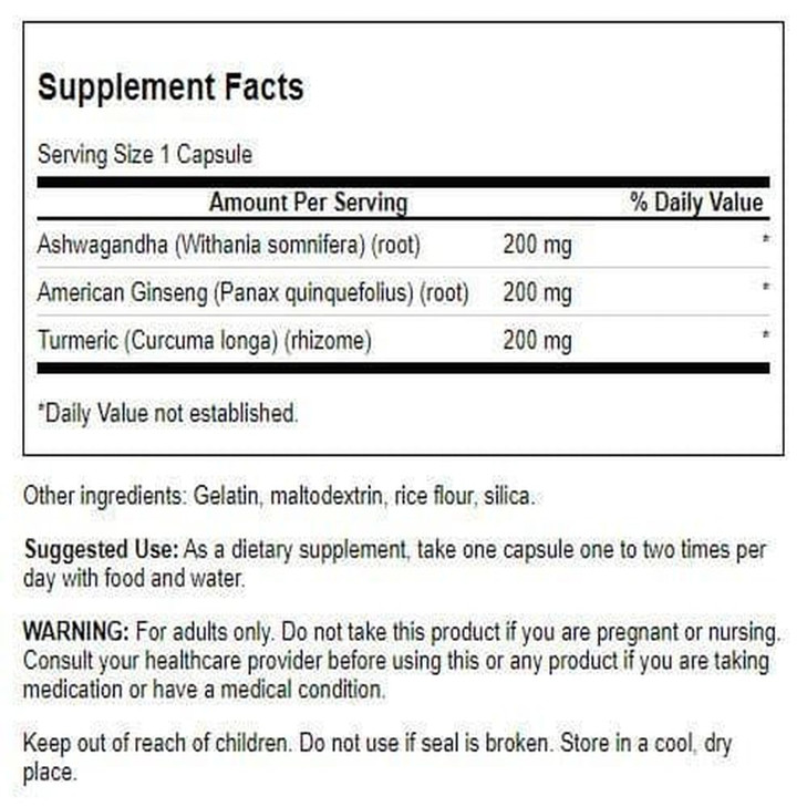 Swanson Full Spectrum Turmeric Ashwagandha & Ginseng Complex 60 Capsules