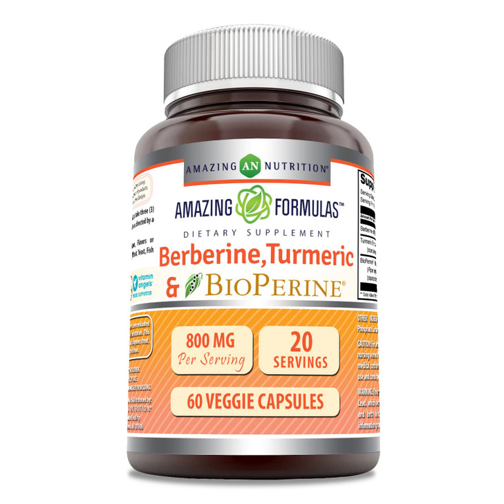 Amazing Formulas Berberine Turmeric & Bioperine 800mg Per Serving 60 Veggie