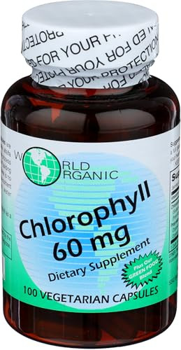 WORLD ORGANIC Chlorophyll 100 mg 60 Capsules, 0.02 Pound