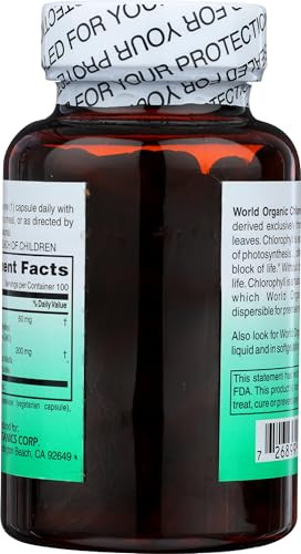 WORLD ORGANIC Chlorophyll 100 mg 60 Capsules, 0.02 Pound