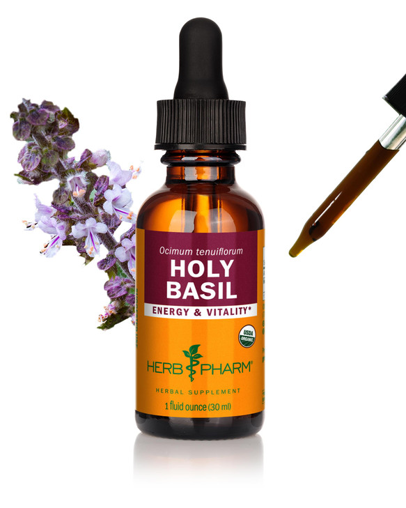 Herb Pharm Certified Organic Holy Basil (Tulsi) Extract for Energy and Vitality