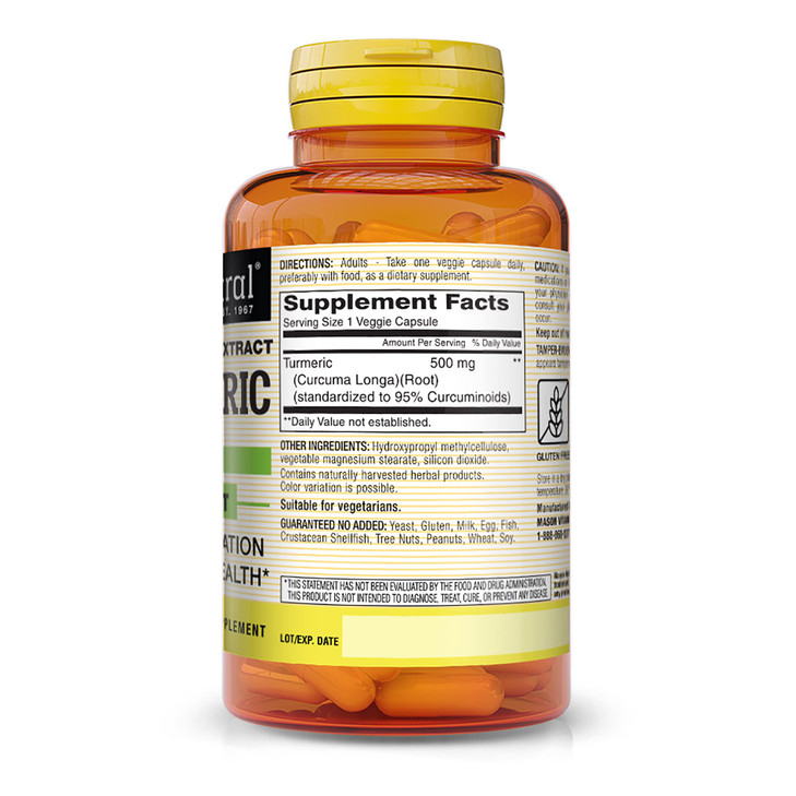 MASON NATURAL Turmeric 500 mg, with 95% Curcuminoids, Supplement for Overall