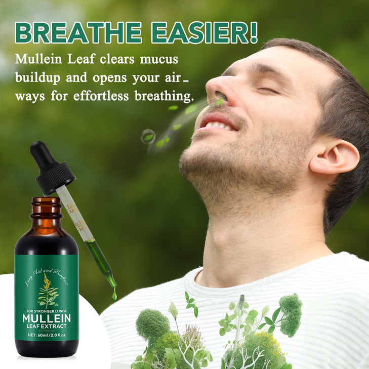 QJCWXIAOX Mullein Drops for Lungs, Mullein Leaf Extract with Chlorophyll,Mullein