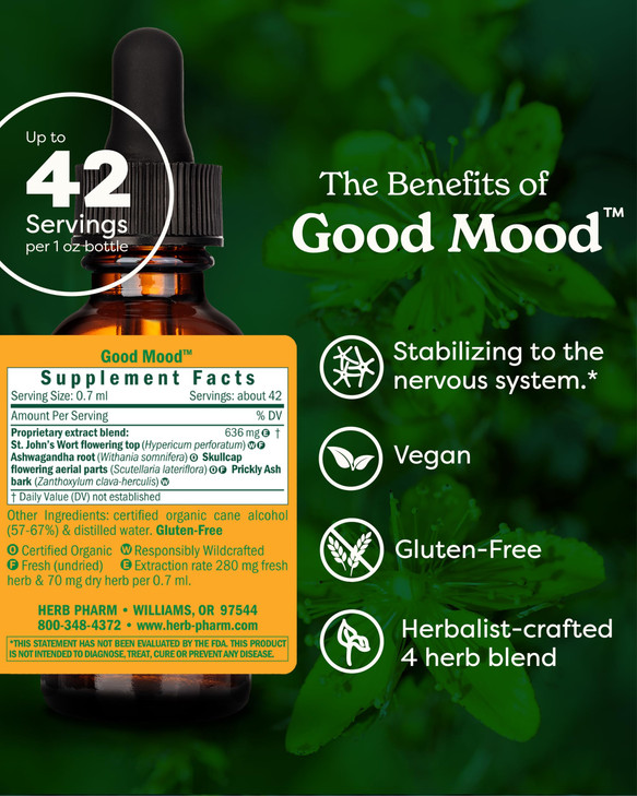 Herb Pharm Good Mood Liquid Herbal Formula with St. John's Wort for Healthy