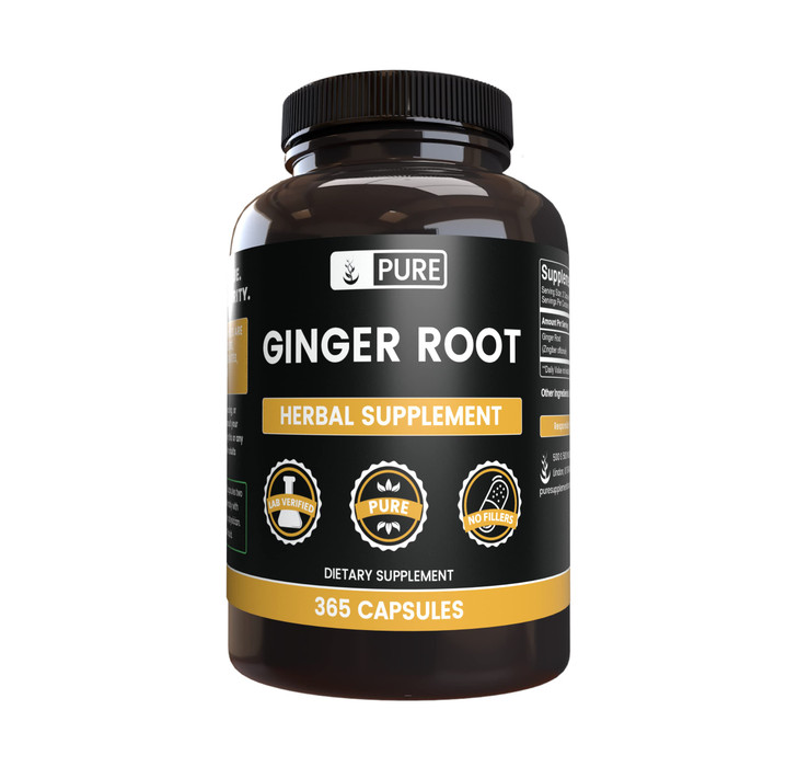 Pure Original Ingredients Ginger Root (365 Capsules) No Magnesium Or Rice