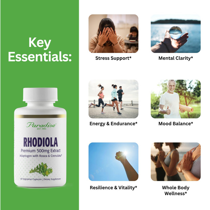 Paradise Herbs Rhodiola Extract 500mg, Super Potent Antioxidant, Ultra Pure