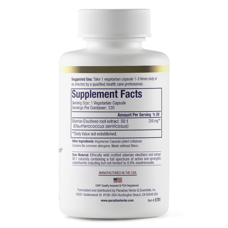 Paradise Herbs Eleuthero Root Extract, Adaptogen Supplement, Super Potent, Ultra