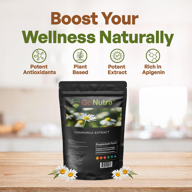 Go Nutra Chamomile Extract Powder 10:1 Strength Apigenin Supplement 8 oz. Herbal
