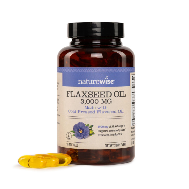 NatureWise Flaxseed Oil 3000 mg, Fish Free Omega 3 with 1500 mg ALA, Dietary
