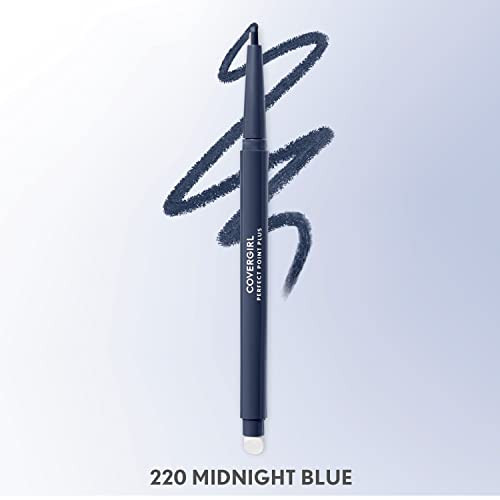 CoverGirl Perfect Point Plus Eyeliner Pencil, Midnight Blue, Long-Lasting, Versatile Navy, Soft Smudging Tip, No Sharpening Needed, Pack of 1